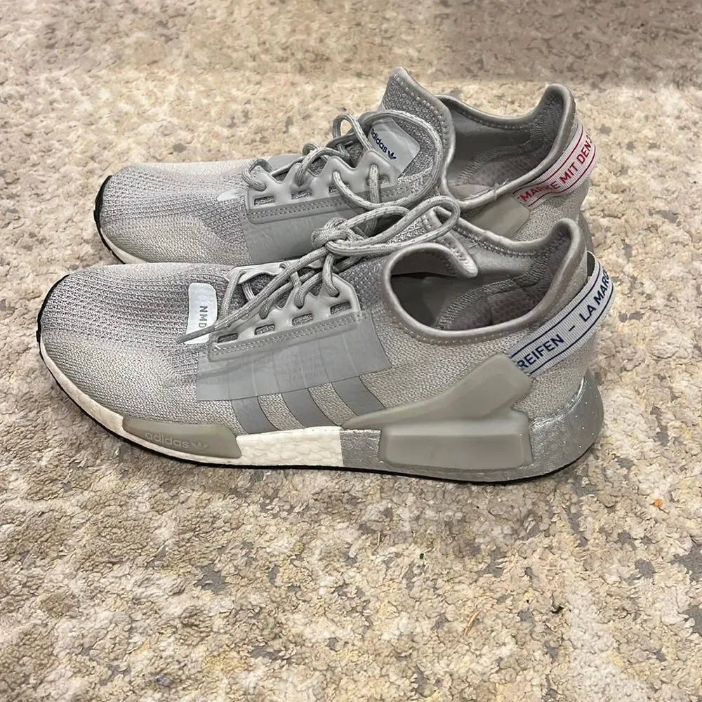 adidas Grey Knit Athletic Sneakers with Slip-On Design
